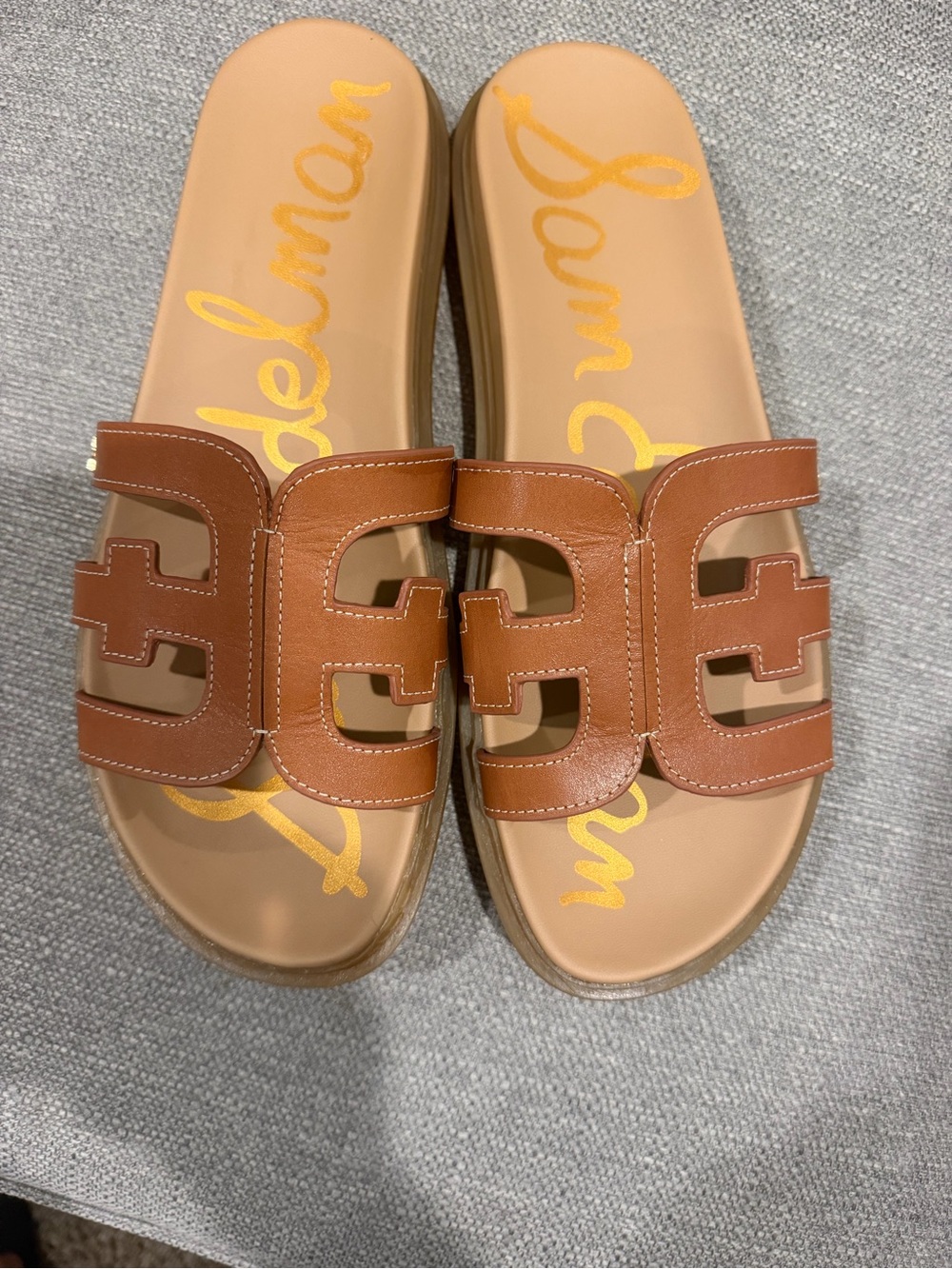 Sam Edelman Tan Leather Slide Sandals